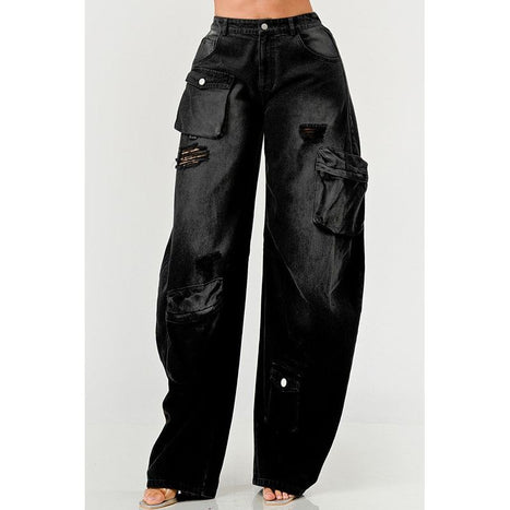 Athina Black washed out cargo pants