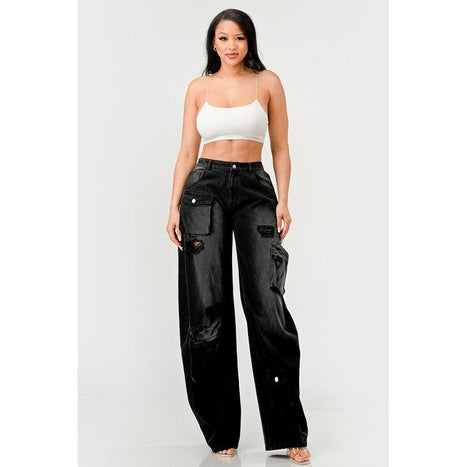 Athina Black washed out cargo pants