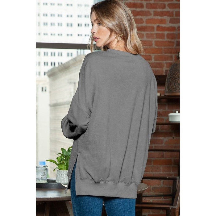 Light Washed Drop Shoulder Oversized Sweatshirt