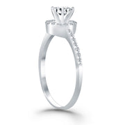 Bids.com 14k White Gold Diamond Halo Collar Engagement Ring Rings