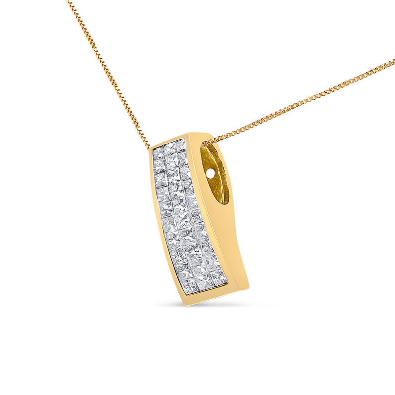 Bids.com 14K Yellow Gold 1 1/2 cttw Princess Cut Diamond Greek Column Pendant Necklace (G-H, VS1-VS2) Necklaces