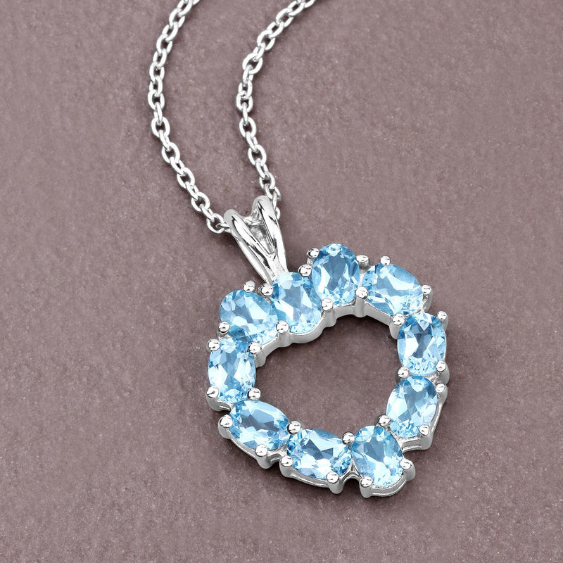 Bids.com 1.90 Carat Genuine Swiss Blue Topaz .925 Sterling Silver Pendant Pendants