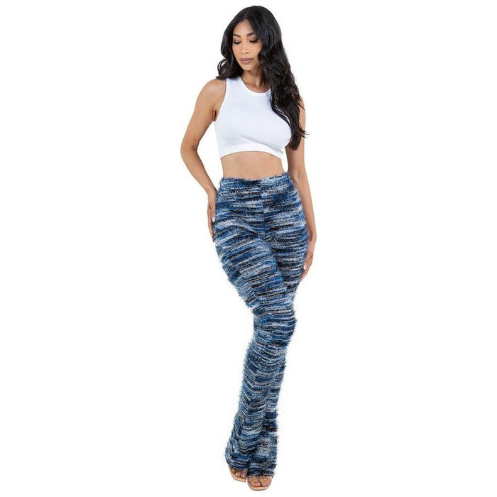 WOMEN COMFY FLUFFY KNIT LEGGINGSWEAT PANTS