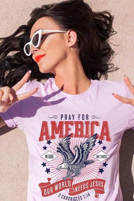 Eagle Pray For America Christian Graphic T Shirts