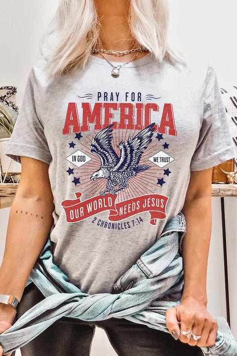 Eagle Pray For America Christian Graphic T Shirts