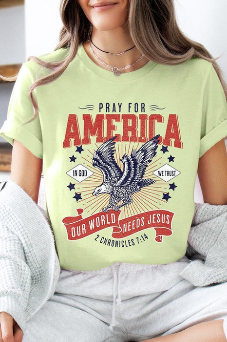 Eagle Pray For America Christian Graphic T Shirts