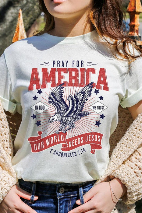 Eagle Pray For America Christian Graphic T Shirts