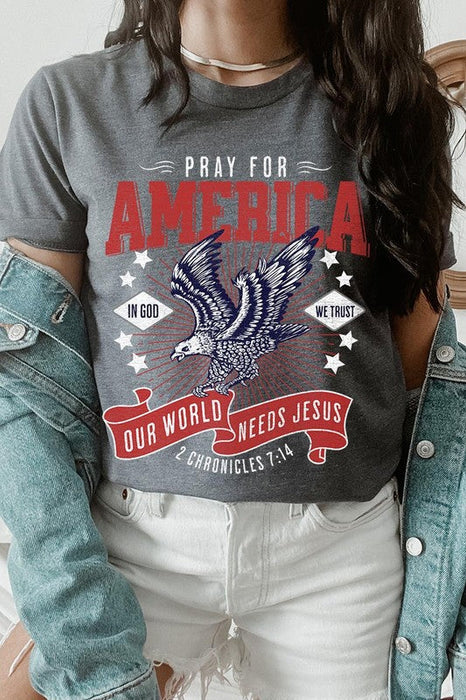 Eagle Pray For America Christian Graphic T Shirts