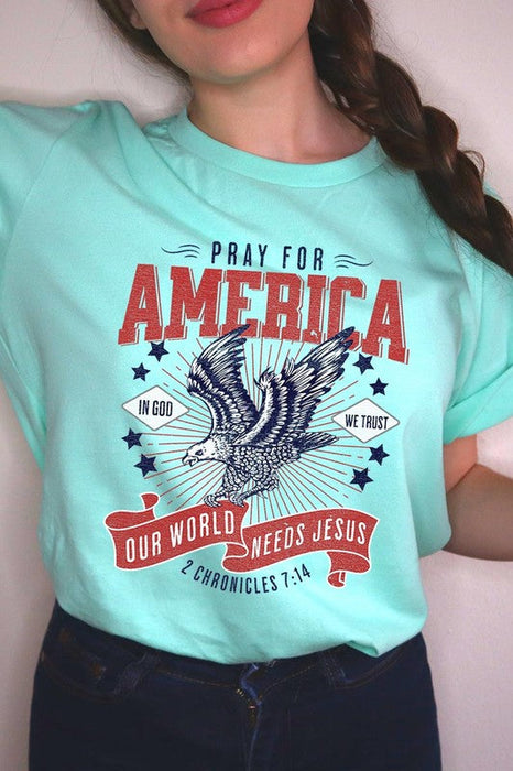 Eagle Pray For America Christian Graphic T Shirts