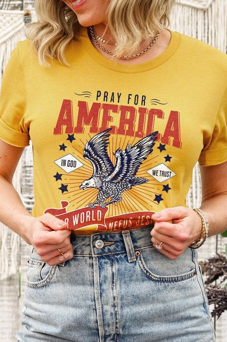 Eagle Pray For America Christian Graphic T Shirts