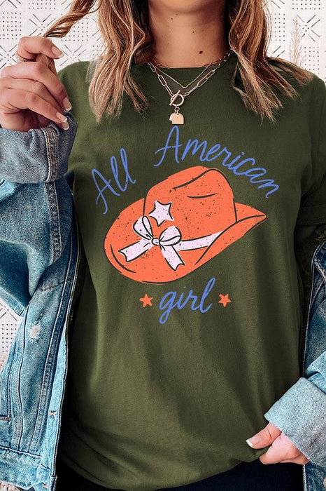 All American Girl Fourth Of July Graphic T Shirts