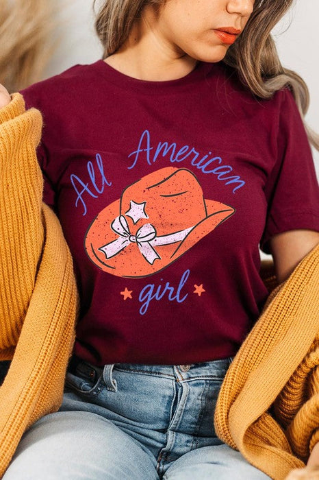 All American Girl Fourth Of July Graphic T Shirts