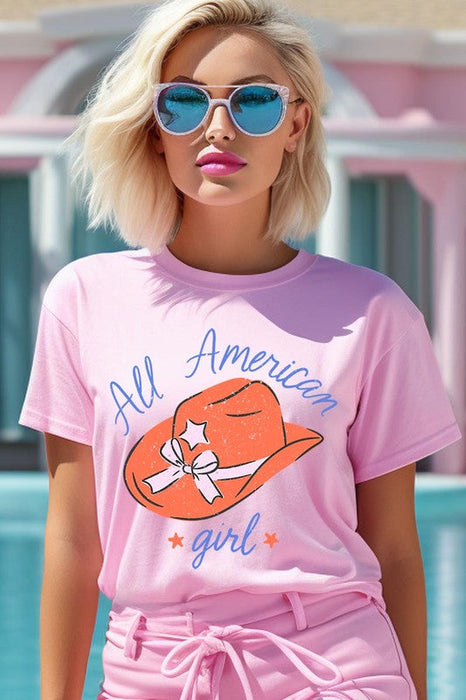 All American Girl Fourth Of July Graphic T Shirts