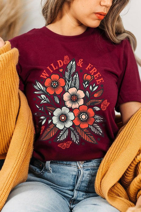 Wild Free Flowers Graphic T Shirts