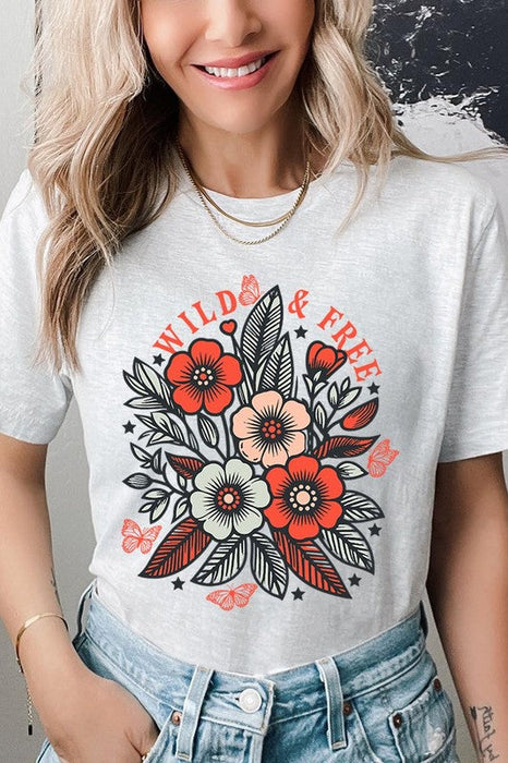 Wild Free Flowers Graphic T Shirts