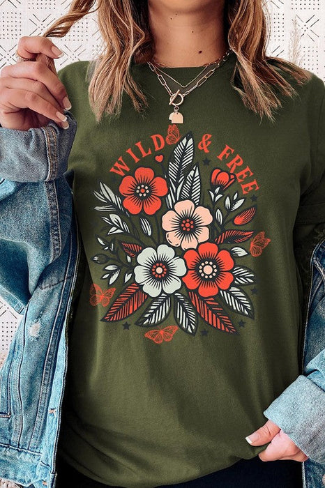 Wild Free Flowers Graphic T Shirts