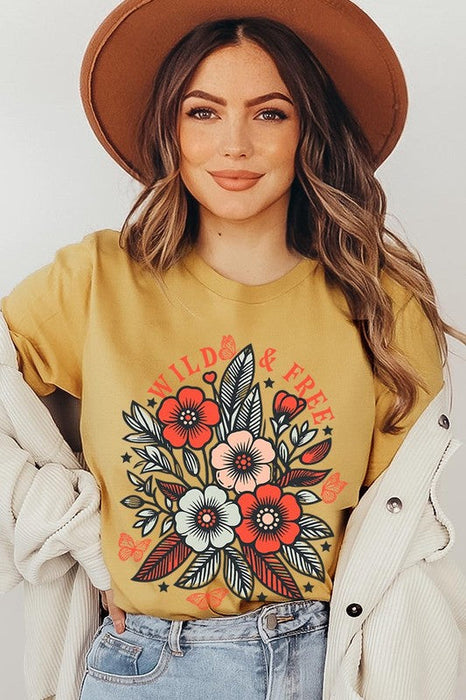 Wild Free Flowers Graphic T Shirts