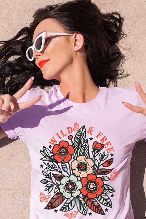 Wild Free Flowers Graphic T Shirts