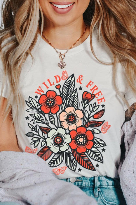 Wild Free Flowers Graphic T Shirts