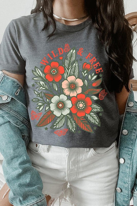 Wild Free Flowers Graphic T Shirts