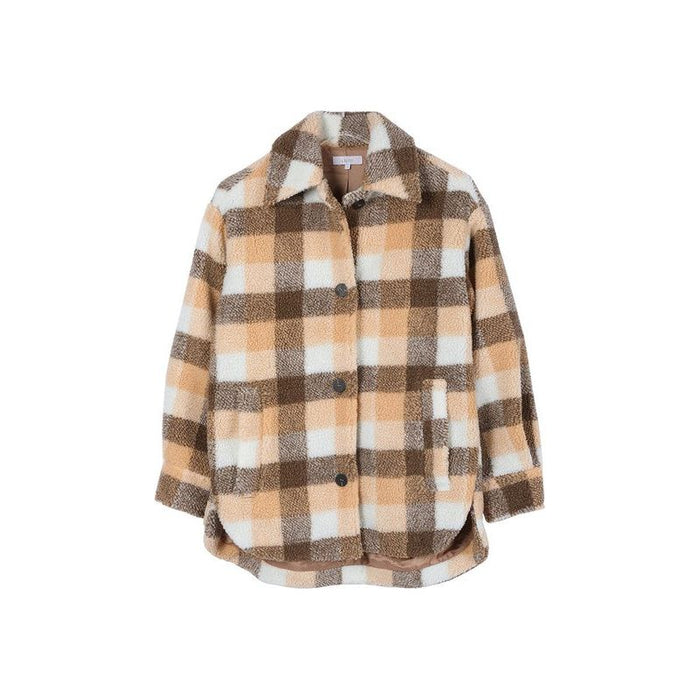 Plaid Sherpa Jacket With Pockets