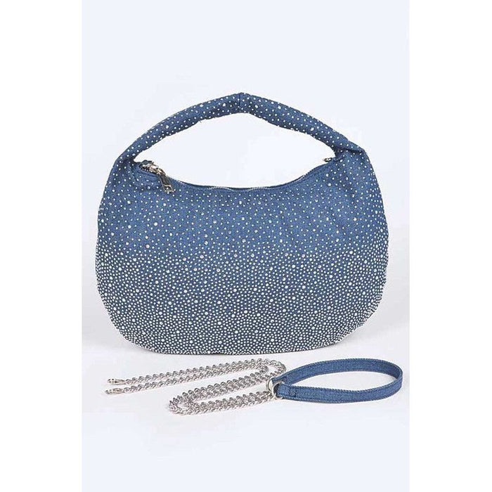 Micro Studs Convertible Denim Hobo Bag