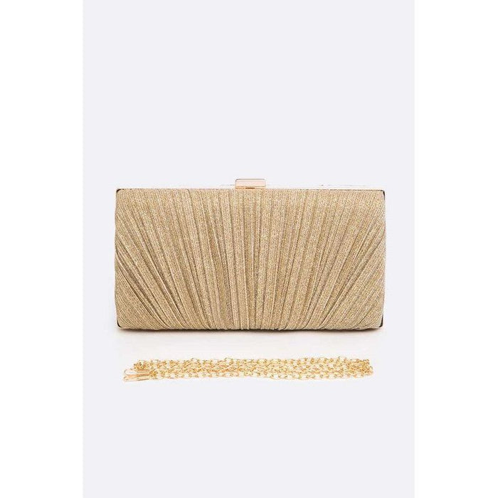 Metallic Pleated Bridal Party Box Clutch