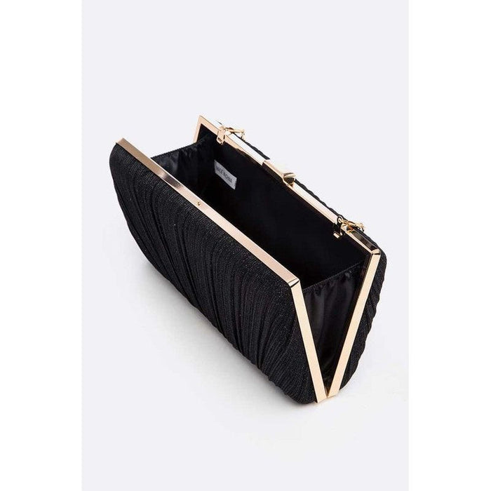 Metallic Pleated Bridal Party Box Clutch