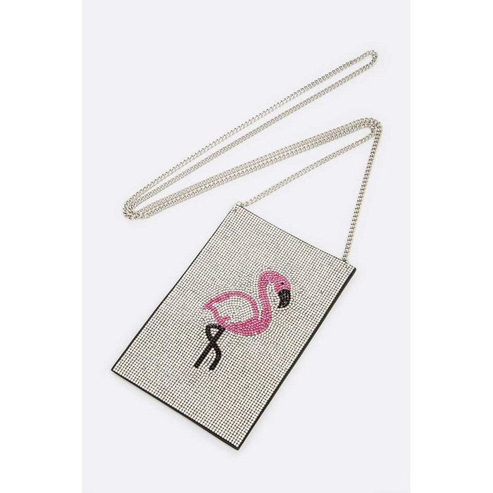 Flamingo Rhinestone Phone Pouch Swing Bag