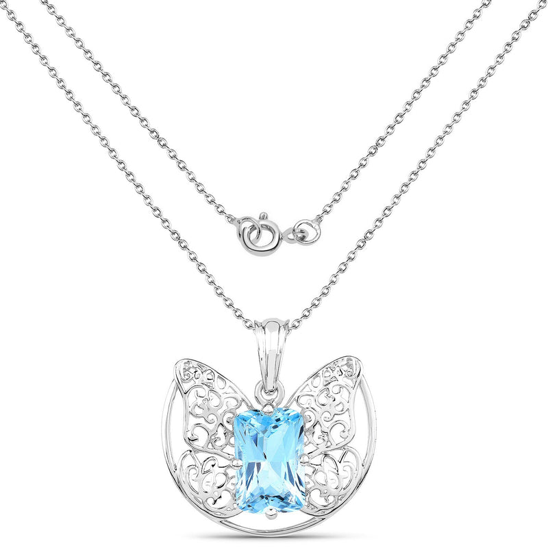 Bids.com 11.10 Carat Genuine Swiss Blue Topaz .925 Sterling Silver Pendant Pendants