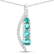 Bids.com 0.34 Carat Genuine Zambian Emerald and White Diamond 14K White Gold Pendant Pendants
