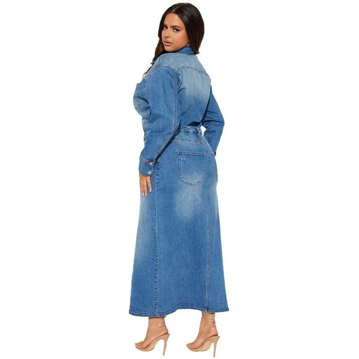 WOMEN FASHION DENIM LONG MAXI DRESS