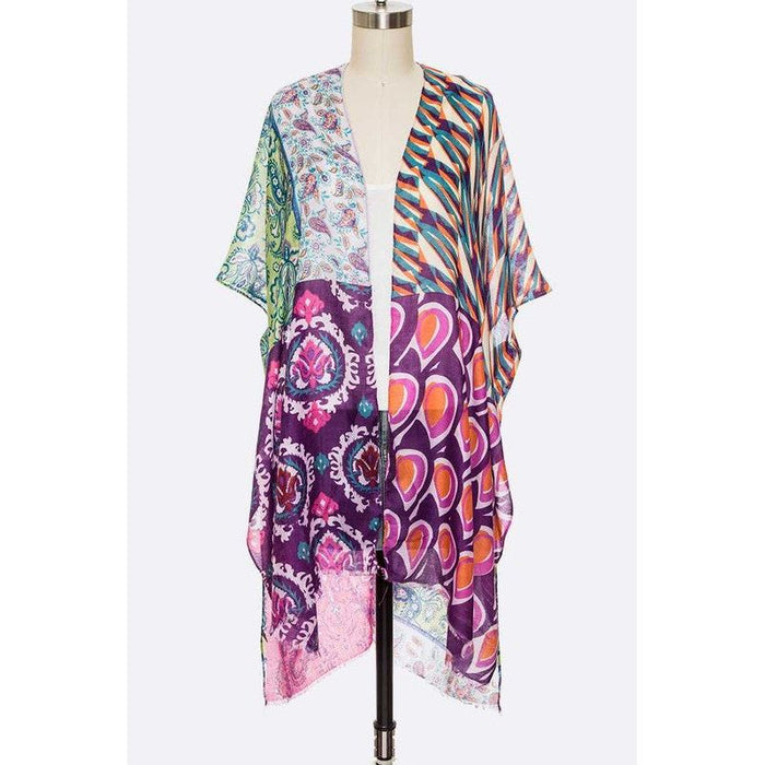 Mix Print Tribal Kimono Cardigan