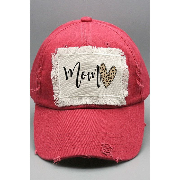 Mother's Day Mom Leopard Heart Patch Hat