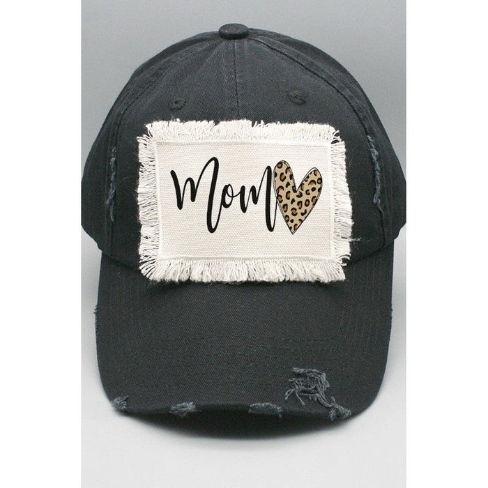 Mother's Day Mom Leopard Heart Patch Hat