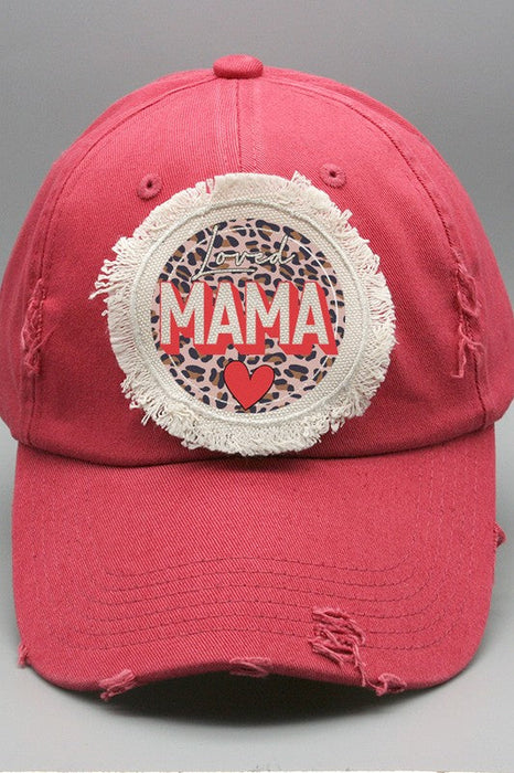 Mother's Day Loved Mama Leopard Circle Patch Hat