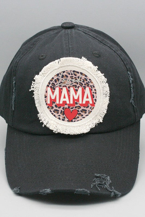 Mother's Day Loved Mama Leopard Circle Patch Hat