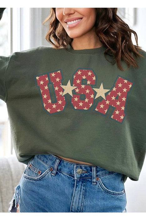 USA Star America Oversized Graphic Sweatshirts