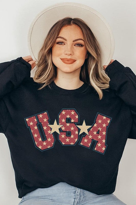 USA Star America Oversized Graphic Sweatshirts