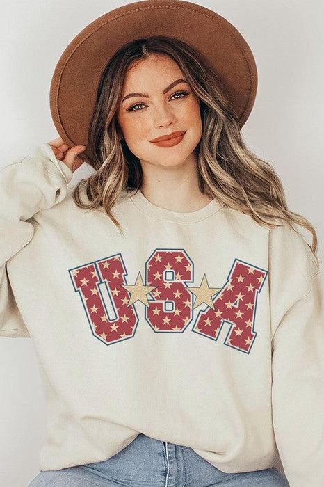 USA Star America Oversized Graphic Sweatshirts