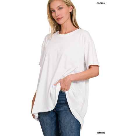 Cotton Drop Shoulder Oversized Top