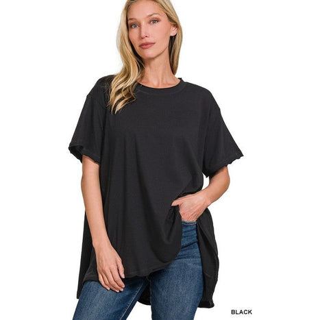 Cotton Drop Shoulder Oversized Top