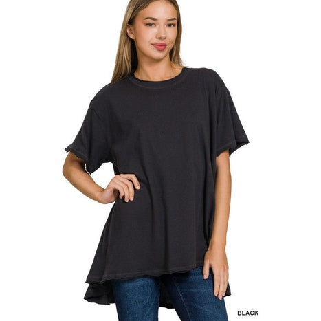 Cotton Drop Shoulder Oversized Top