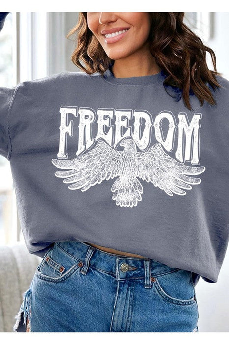 Freedom Eagle Oversized Graphic Fleece Sweatshirts