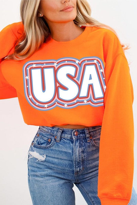 USA Oversized Graphic Fleece Sweatshirts