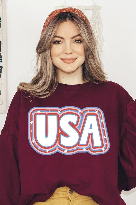 USA Oversized Graphic Fleece Sweatshirts