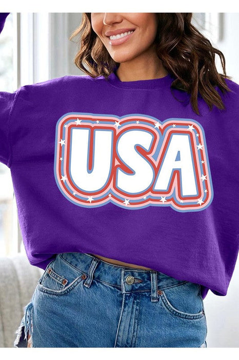 USA Oversized Graphic Fleece Sweatshirts