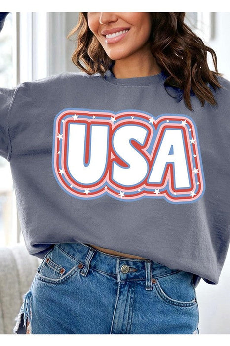 USA Oversized Graphic Fleece Sweatshirts