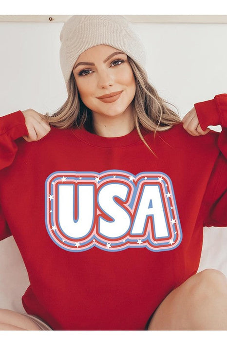 USA Oversized Graphic Fleece Sweatshirts