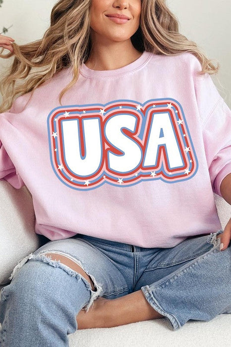 USA Oversized Graphic Fleece Sweatshirts